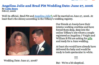 Illustration for article titled Brad & Angelina's Wedding: A Seven-Year History Of Rumormongering